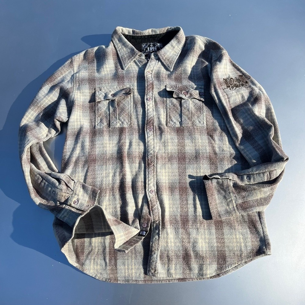Plaid lost surf button up shirt